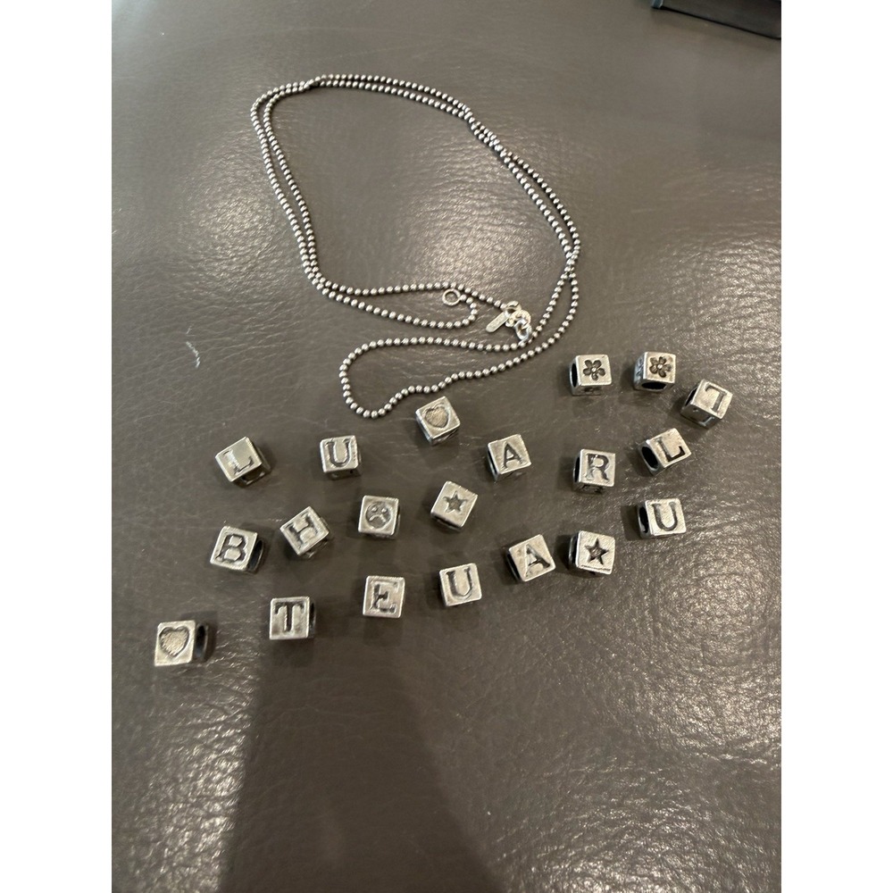 Vintage Sterling Silver Signed HBC Cube Letter Charms With Chain